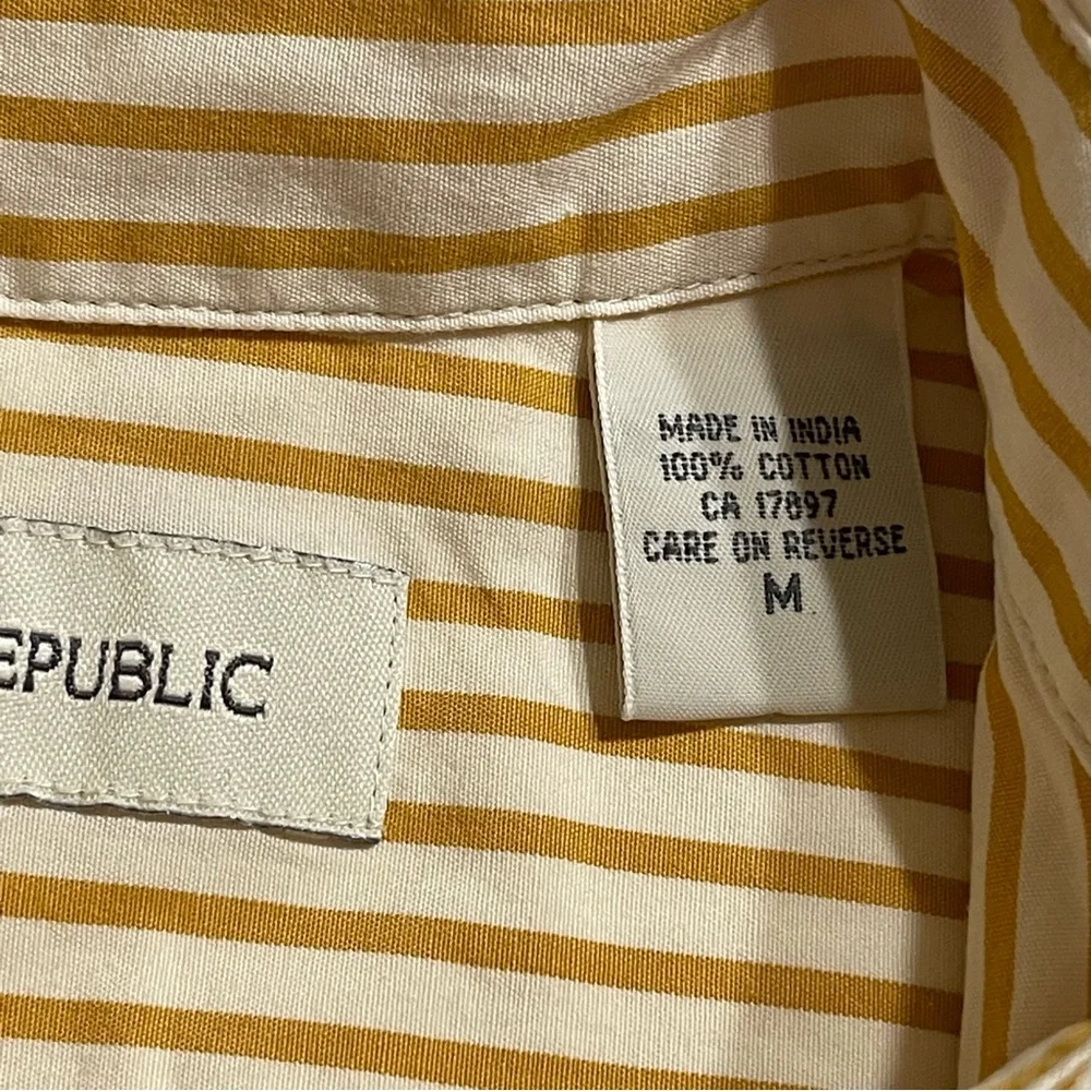 Banana Republic Cream and Brown Striped‎ Dress Shirt
